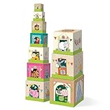 HABA Stapelwürfel Auf dem Land – Stapelspiel ab 1 Jahr mit Bauernhof-Motiven – 10 Würfel aus stabilem Karton – Fördert Motorik & erstes Zählen – 1005879001
