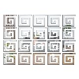 Andiker Acryl-Spiegel-Wandaufkleber, 20 Stück, abnehmbar, DIY-Spiegel-Wandaufkleber, selbstklebend, 3D-Spiegel-Aufkleber, Rahmen, TV-Hintergrunddekoration für Fliesen (Silber)