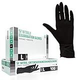 SF Nitrilhandschuhe L Schwarz – 100 Stück Einweghandschuhe, Einmalhandschuhe, Puderfrei, Latexfrei, Gummihandschuhe Einweg zum Kochen, Putzen, für Medizin, Küche, Garten, Werkstatt, Tattoo, Haushalt