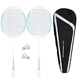 Badmintonschläger, Badmintonschläger für Anfänger, Vollkohlefaser, 8U, leicht, mit 2 Schlägern, 2 Federbällen, 1 Tragetasche, für Outdoor-Spiele und Fitnessstudio