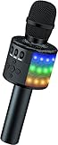 BONAOK Karaoke Mikrofon Kinder, Sing Mikrofon Für Kinder,Heim KTV Bluetooth Karaoke Maschine,Tragbarer Kinder Karaoke Mikrofon Maschinen,Party Lautsprecher für Smartphone PC(Q78 Schwarz)