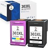 Palmtree Kompatible für 303 XL Wiederaufbereitet Druckerpatronen Kompatible für HP Envy Photo 6220 6230 6232 6234 7130 7134 7220 7800 7830 7900 Tango Tango X Druckerpatronen(1 Schwarz,1 Dreifarbig)