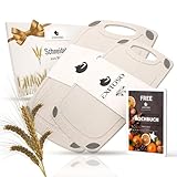 EXITOSO Schneidebrett Rutschfest Spülmaschinenfest 2er Set mit Weizenstroh - Schneidebretter Jausenbrett Spülmaschinenfest Küchenbretter - Schneideunterlage Bretter Küche Board - Frühstücksbrettchen