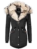 Navahoo Damen Warmer Winterparka mit Kapuze Sweety Schwarz Gr. S