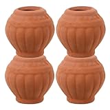 COLLBATH 4 Stück Teiliges Mini Terrakotta Blumentopf Kleine Tontöpfe für Sukkulenten Atmungsaktive und Dekorative Pflanzgefäße für Zimmerpflanzen für Schreibtisch und Regale Vintage Stil