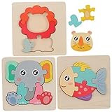 KONTONTY 3 Stück Puzzle Rätsel Planke Kleinkind früh laubsägen für knobeleien für Lernspielzeug Geburtstags für geburtstagsmitgebsl Holzspielzeug hölzern