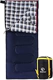 REDCAMP XL Baumwoll Schlafsack warm für Erwachsene,Bequeme Flanell Kompakt deckenschlafsack 3-4 Jahreszeit Kaltes Wetter Outdoor Winter für Angeln Camping, Blau mit 2lbs Füllung