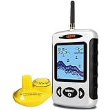 LUCKY Drahtloser Fischfinder Sonarsensor Tragbarer Sonar Fischfinder LCD Display Tiefenmesser zum Angeln Eisfischen Kajakfischen