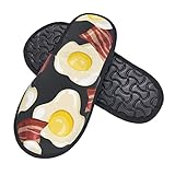 Leicht Baumwolle Hausschuhe Spiegeleier Und Speck Filzpantoffeln Wasserdicht Plüsch Puschen Für Männer, Reisen, Hotel L