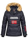 Geographical Norway Damen Parka Jacke Winterjacke Kapuze Webpelz WR617F/GN Größe L Farbe black