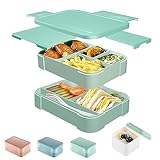 CALIYO Lunchbox Erwachsene & Kinder, 1550ML Auslaufsicher Bento Box,Brotdose Kinder mit Fächern,Vesperdose für Kindergarten & Schule,Jausenbox Brotdose für Picknick Arbeit Reisen