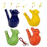 Keramische Vogelpfeife, 4 Stück Bunt Vogelwasserpfeife Kinder Vogelpfeife Wasser Füllbar Vogelpfeife Pfeife mit Klarem Vogelgezwitscher zum Heimdekoration und Spiele