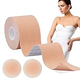 Hbaid Klebe BH Push Up Große Brust Boob Tape BH Rückenfrei Trägerloser BH Push Up 2 Wiederverwendbare Unsichtbar Silikon Brüste Nippelpads Body Tape für Abendkleider, Ballkleid, Hochzeitskleid