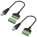 Hoembpn RJ45-Adapter männlich auf 8-polig, Schraubklemmenblock, Ethernet-Verlängerungskabel Cat5 Cat6 Cat7 RJ45 8P8C auf 8-polig, nahtloser Anschluss für DVR-Kamera Internet CCTV (30 cm), 2 Stück