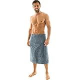 aqua-textil Wellness Saunakilt Herren 70 x 160 cm grau Baumwolle Saunasarong Frottee Kilt kurzer Schnitt