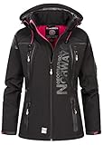 Geographical Norway Tislande Damen Softshelljacke, winddicht & wasserabweisend, Outdoor, Übergang, (Schwarz/Rosa XL)