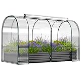 SUNYRISY Hochbeet Metall mit PVC Gewächshaus, Hochbeet für Garten mit Abdeckung und Sichtfenster, Pflanzkasten Blumenkasten Kräuterbeet Geeignet für Tomaten, Kräutern, Blumen und Gemüse