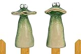 B2S BACK2SEASON Zaunfigur Frosch Keramik Zaundeko Zaunhocker H=16,5 cm 2er Set