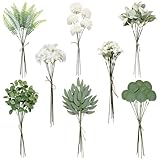 Betylifoy Künstliche Eukalyptus Deko Künstliche Zweige Deko Pflanzen 65 Stück Kunstpflanzen Grün Blätter Gefälschte Hortensien Blumen für Hochzeit DIY Bouquet Tisch Centerpiece Blumenarrangement (65)