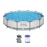 Bestway Steel Pro MAX Frame Pool-Set mit Filterpumpe Ø 366 x 76 cm, lichtgrau, rund