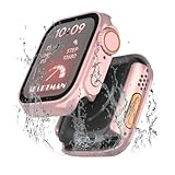 [2 Stück] Ändern Sie zu Ultra wasserdichte Hülle für Apple Watch 9, 8, 7, sieht aus wie Ultra-Schutzhülle, eingebauter Displayschutz aus gehärtetem Glas für iWatch Serie 7, 8, 9 (Roségold, 45 mm)