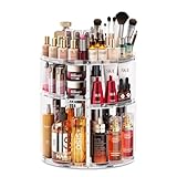 Auxmir Make Up Kosmetik Organizer, 360° Drehbar Aufbewahrung, Schmink Organizers für Dresser Schminktisch Skincare Aufbewahrungssystem, Transparent