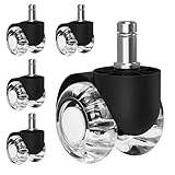Bürostuhl Rollen 11mm x 22 mm 5er stuhlrollen,Hartbodenrollen für bürostuhl 360 Grad Drehung ohne Kratzer-Bürostuhlrollen Durchmesser 50mm Super Leise und Weiche Hartbodenrollen für Hartböden, Parkett
