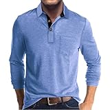 Zetieny Herren Poloshirt Langarm Golf T-Shirts Outdoor Casual Polo Tops Sports Langarmshirt Polo mit Tasche