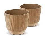 Tymar Blumentopf,Übertopf, 2er-Pack, Blumenübertopf aus Kunststoff, Matte, Runde Form (ø 15 cm, (2pack) ECO Holz)