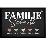 SpecialMe® Fußmatte mit Namen Familie Herzen Wohn-Accessoires Deko-Objekt Haustür rutschfest & waschbar Schwarz 60x40cm