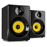 Vonyx SMN50B - Studio Monitor, Aktiv Lautsprecher Set, 140 Watt, 5 Zoll Studiolautsprecher Set, DJ Monitor Speakers, Abhörmonitor, Studiomonitor, PC Lautsprecher, Home Studio Boxen Aktiv, Schwarz