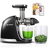 AMZCHEF Entsafter Gemüse und Obst Testsieger - Entsafter Slow Juicer mit Rückwärts-Kau-Funktion - Zartes Zerkleinern ohne Filtern - Saftpresse Elektrisch mit Bürste und 2 Tassen - Mattschwarz
