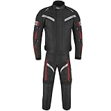 Vaster Moto Motorradkombi für Herren, 2-teiliges Textil-Set mit Protektoren, Motorradjacke und Hose, wasserdichte Motocross-Bekleidung, rot, XXL