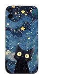 DEEYIN Cat Phone Case Artistic Schwarz Cat Starry Night Phone Case For iPhone 15 14 13 12 11 Pro Max 12 13 Soft Shell Cover