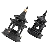 Gadpiparty 2 Stück Micro Landschaft Pavillons aus Keramik Sechseckige Kleiner Garten Pavillon Dekore für Schreibtisch und Bonsai Wetterbeständig und Detailreich