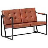 Kiyah 2-Seater Sofa Brown Goat Leather,Sofas-55lbs,Sofa