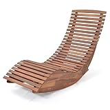 GIANTEX Sonnenliege Wetterfest, Schaukelliege aus Akazienholz, Gartenliege mit Schaukelfunktion, belastung bis 160kg, für Innenhof, Garten, Pool, 60 x 157 x 76 cm (1)