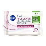 NIVEA 3in1 Pflegende Reinigungstücher Trockene Haut (25 Stück), milde Gesichtsreinigungstücher mit natürlichem Mandelöl, Abschminktücher für Make-Up & wasserfeste Mascara