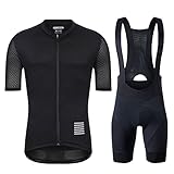 ZYAGH Radsport Shorts Radtrikot-Set, klassisches MTB-Rad-Trägershorts-Set, reflektierende individuelle Fahrradbekleidung Fur MäNner(Black,Asia-XL)
