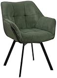 CLP Esszimmerstuhl Jordi Cord I Schwenkbarer Polsterstuhl I Sessel mit 4Fuß-Metallgestell, Farbe:grün