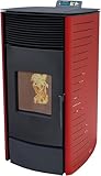 NEMAXX® Pelletofen P12 - Pelletheizung mit 13,6 kW – Pelletofen [HOHE HEIZLEISTUNG] – Pelletofen Elektrokamin Wi-Fi Ready – Pelletofen mit hoher Wärmeabgabe & Überhitzungsthermostat - Rot
