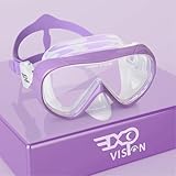 Kinder Taucherbrille 180° Panorama Kind Schnorchelmaske, Anti Nebel Tauchmaske gehärtetes Glas Schwimmmaske Junge Silikon Tauchermaske Mädchen Schwimmbrille mit Nasenabdeckung 4-16 (Lila)