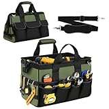 magictaill Robuste Werkzeugtaschen, 39,9 cm, tragbarer Werkzeugkasten mit breiter Öffnung, Organizer mit 16 Taschen, weicher Griff mit verstellbarem Schultergurt, Werkzeugtasche, Vatertag, Vater