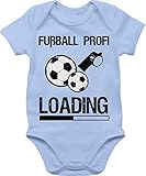 Baby Body Junge Mädchen - Sport & Bewegung - Fußball Profi Loading - Vintage schwarz - 1/3 Monate - Babyblau - strampler babysachen babybodys american football outfit babystrampler kurzarm bodies