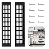 Lüftungsgitter OMJMYY 2 Stück Lüftungsgitter Schwarz 80 mmx400 mm Belüftungsgitter Aluminium Abluftgitter Lüftungsgitter Rechteckig für Belüftung Von Schränken und Schlafzimmern Inklusive Schrauben