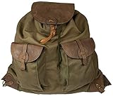 Hubertus Jagdrucksack Canvas Oliv/grün robust & reißfest mit echtem Büffelleder von oefele.de Wanderrucksack Gebirgsrucksack für Jäger unverwüstlich (55 x 50 cm)