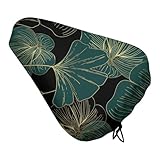 Treer Fahrradsattel Abdeckung Wasserdicht, Herbstblätter-Druck Fahrrad Satteldecke, Wasserdicht Regenschutz Sattelabdeckung Sattelbezug, Sattelüberzug für Meisten Fahrräder (Grüne Blätter,4 Stück)