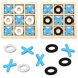2 Stück Tic Tac Toe Extreme Tic Tac Toe Outdoor,Tic Tac Toe Holz Tictactoe, X Und O Reisespiel,Für Erwachsene Wohnzimmer Dekor Und Schreibtisch Dekor Familienspiele 14.5x14.5x0,6cm