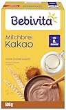 Bebivita Milchbrei Kakao (4x500g), ab 8. Monat, ohne Zuckerzusatz, gut sättigend