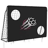 SONGMICS Fußballtor, mit Torwand, ‎215 x 150 x 76 cm, schnelle Montage, Garten, Park, Strand, Metallrohre und PE-Netz, schwarz SZQ215B02